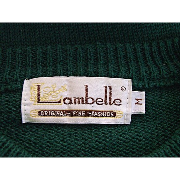 Vintage Lambelle Green Bright Floral Hat Design Tunic Sweater Wool Blend Sz M - Picture 4 of 12